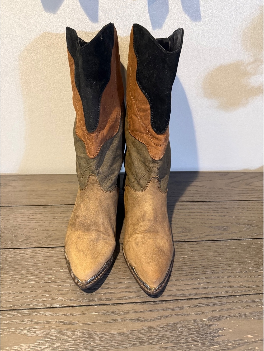 Vintage Zodiac Multicolor Suede Cowboy Boots - Picture 2 of 11
